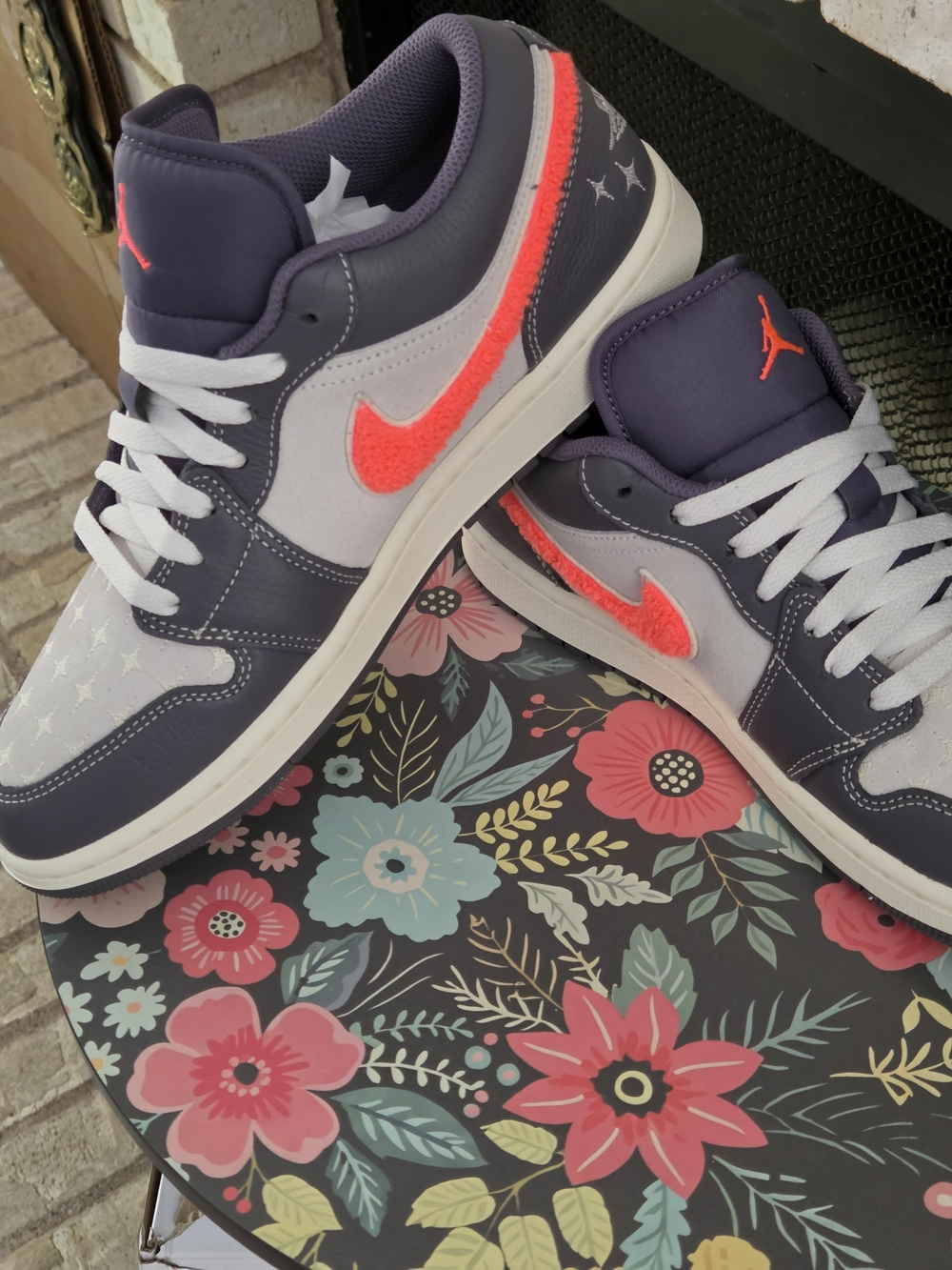 Brand New AJ1-low Sneakers In Hot Pink And Gray